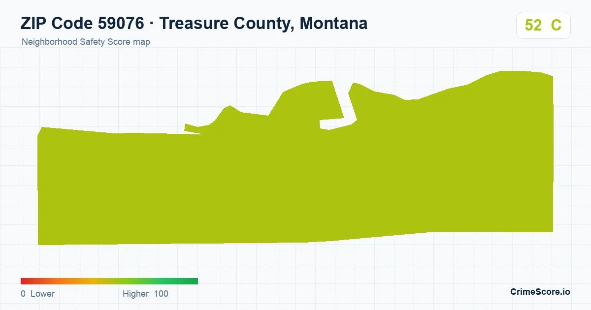 ZIP Code 59076 in Treasure County, Montana neighborhood Safety Score map