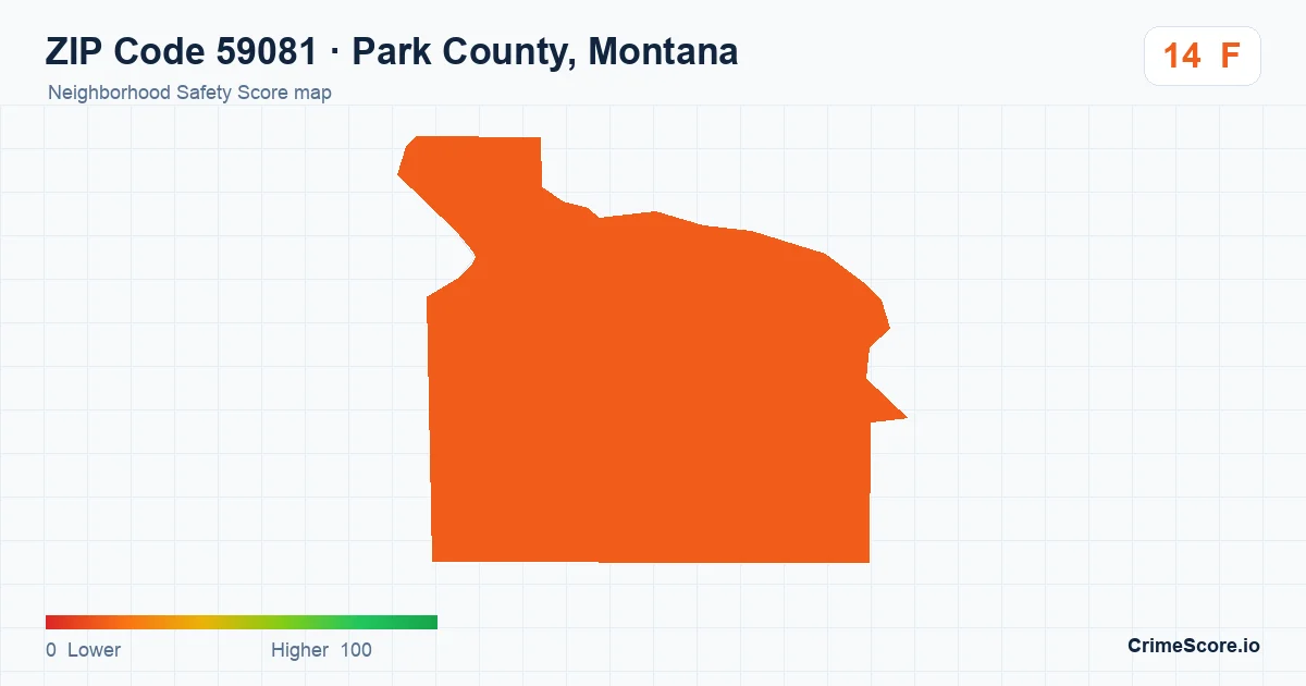 ZIP Code 59081 in Park County, Montana neighborhood Safety Score map