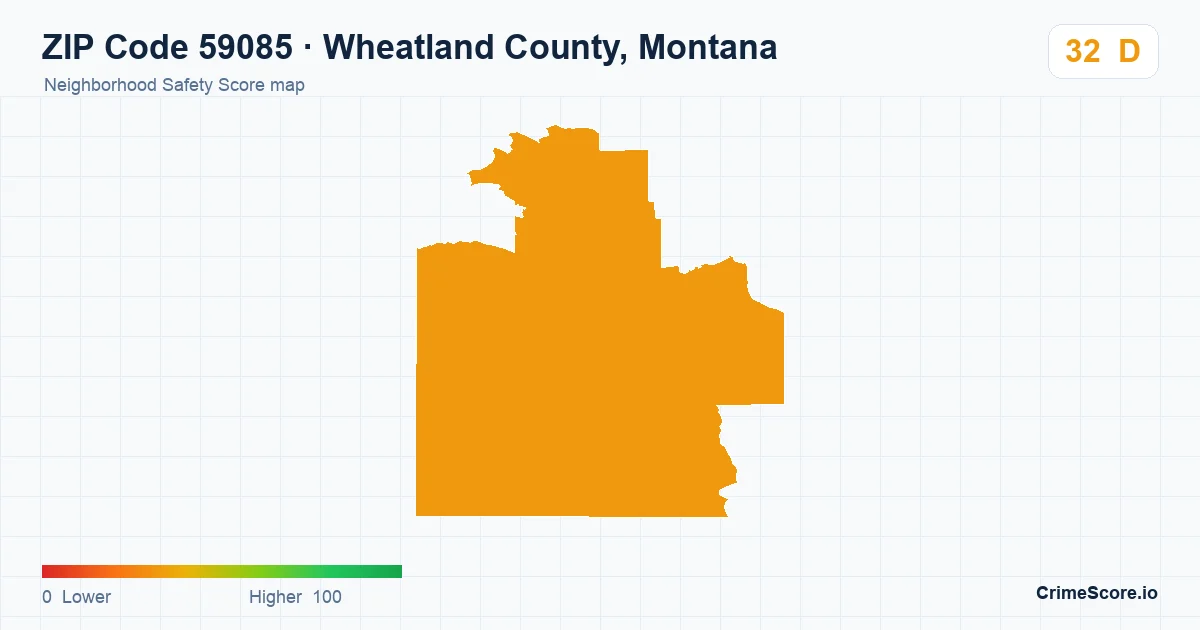 ZIP Code 59085 in Wheatland County, Montana neighborhood Safety Score map