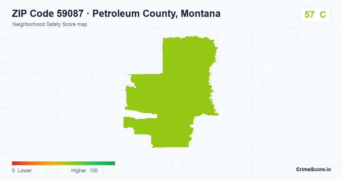 ZIP Code 59087 in Petroleum County, Montana neighborhood Safety Score map