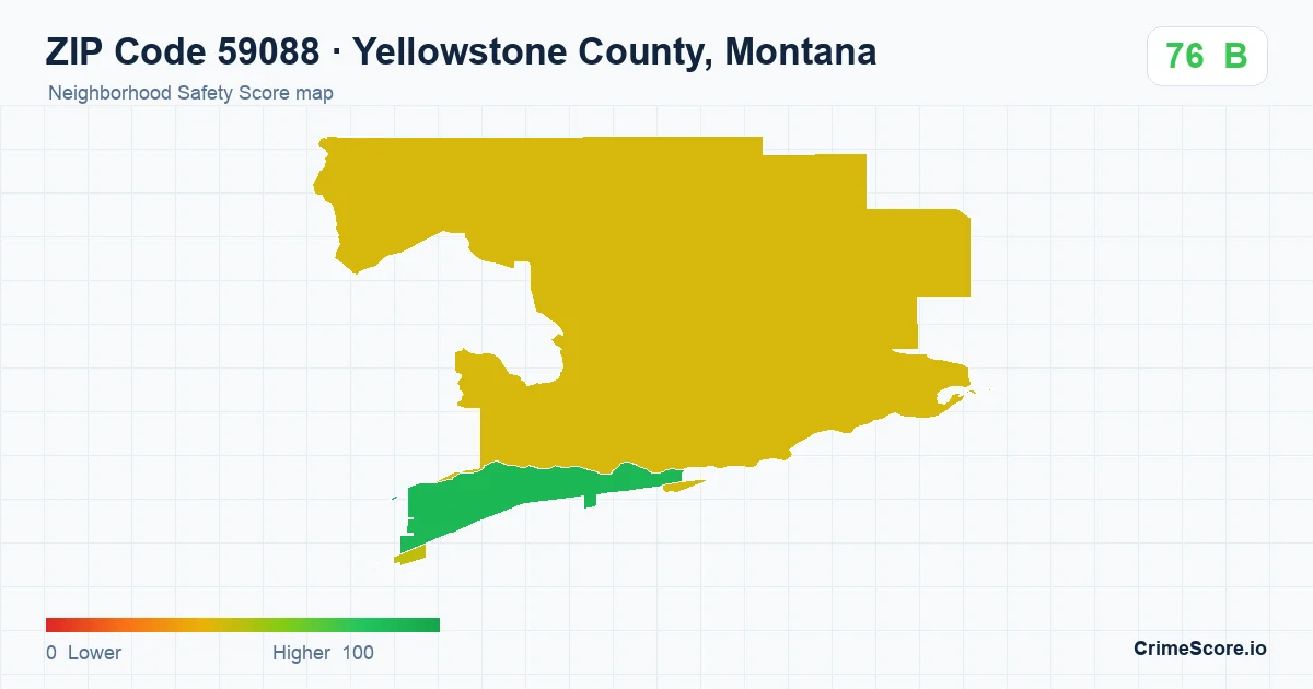 ZIP Code 59088 in Yellowstone County, Montana neighborhood Safety Score map