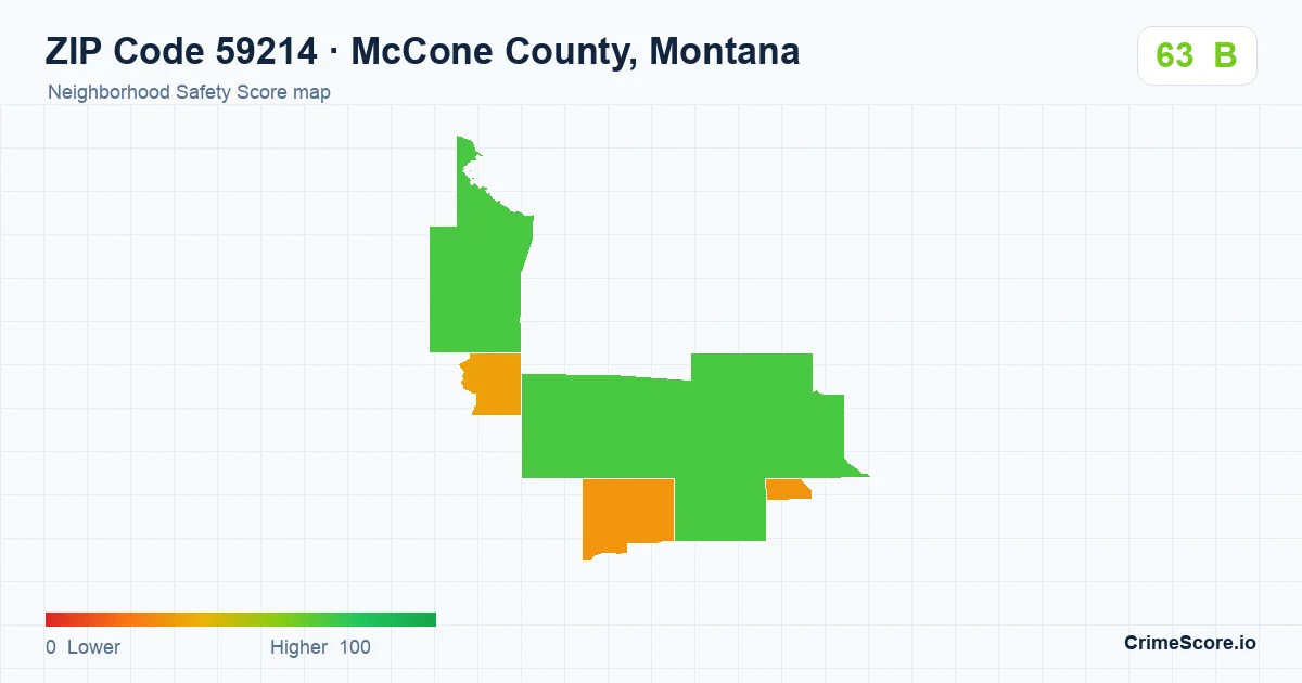 ZIP Code 59214 in McCone County, Montana neighborhood Safety Score map