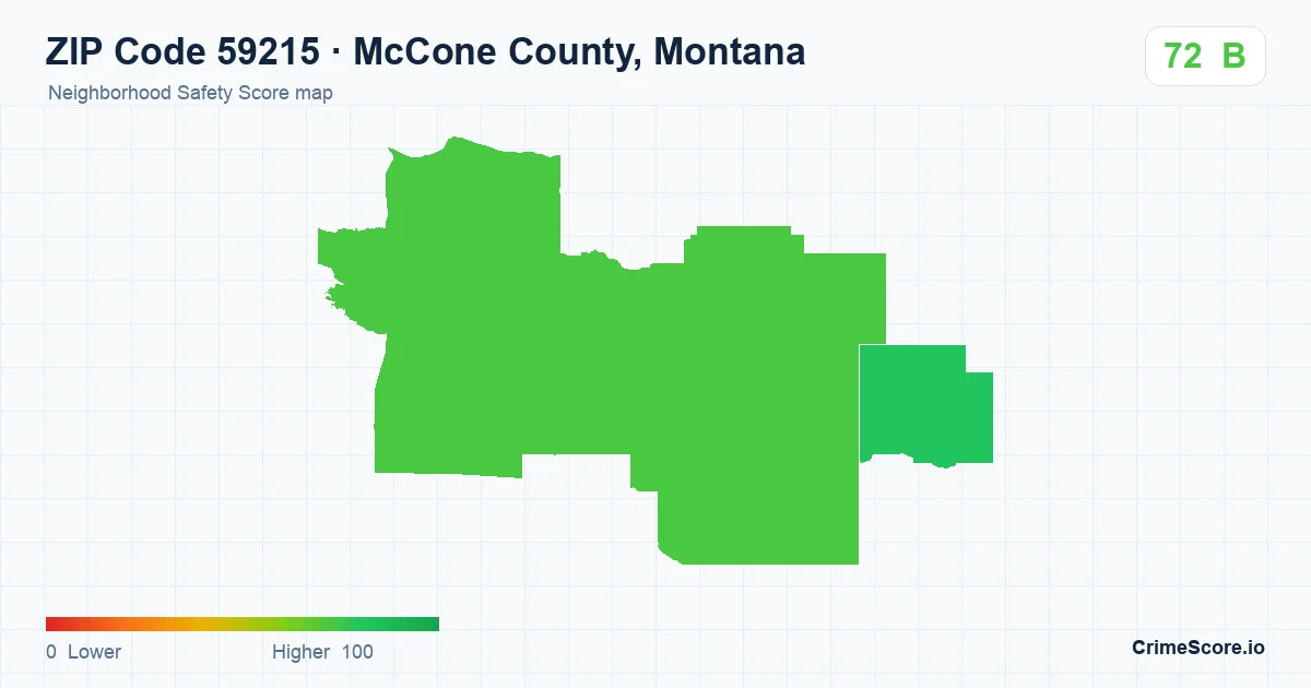 ZIP Code 59215 in McCone County, Montana neighborhood Safety Score map