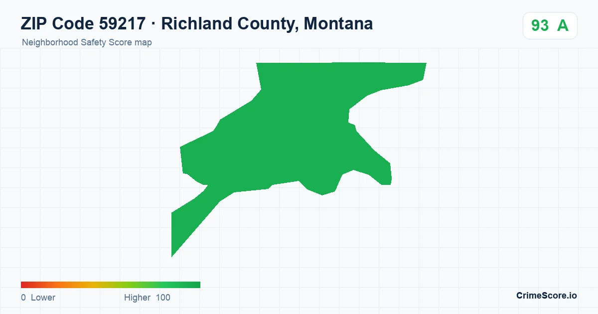 ZIP Code 59217 in Richland County, Montana neighborhood Safety Score map