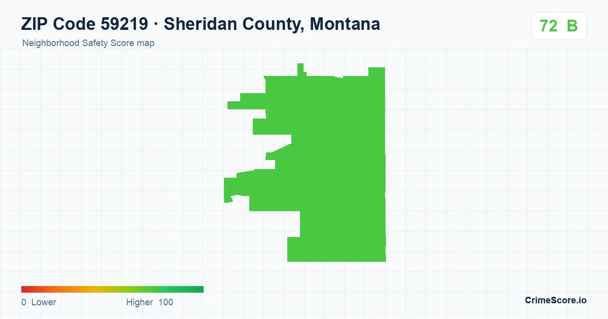 ZIP Code 59219 in Sheridan County, Montana neighborhood Safety Score map