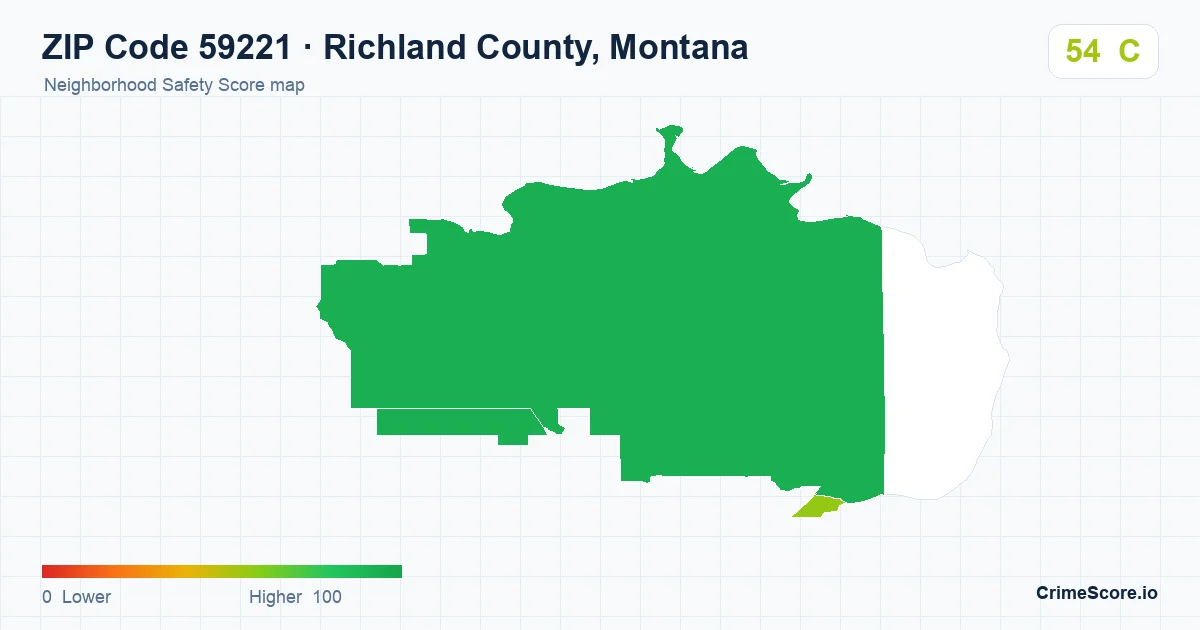 ZIP Code 59221 in Richland County, Montana neighborhood Safety Score map