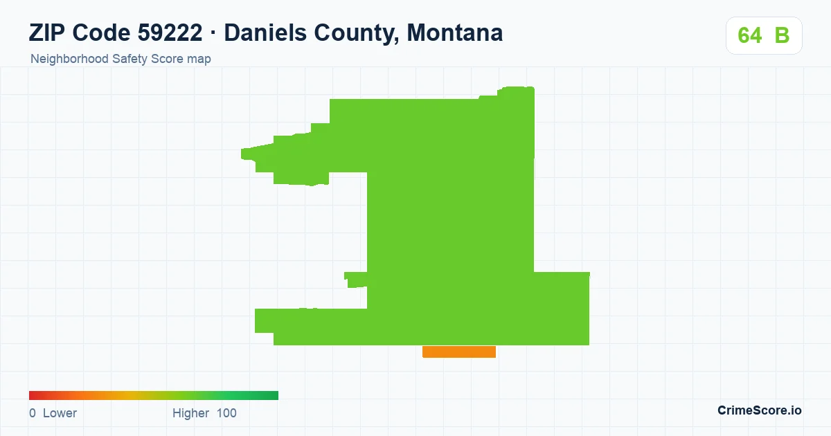 ZIP Code 59222 in Daniels County, Montana neighborhood Safety Score map