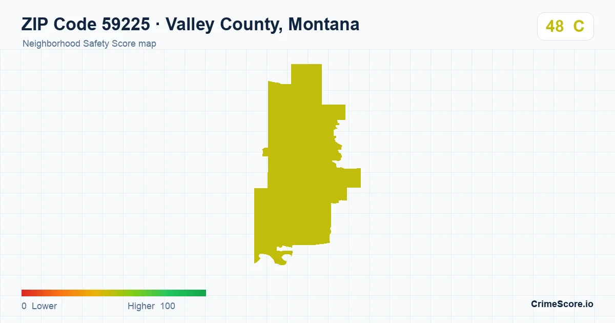 ZIP Code 59225 in Valley County, Montana neighborhood Safety Score map