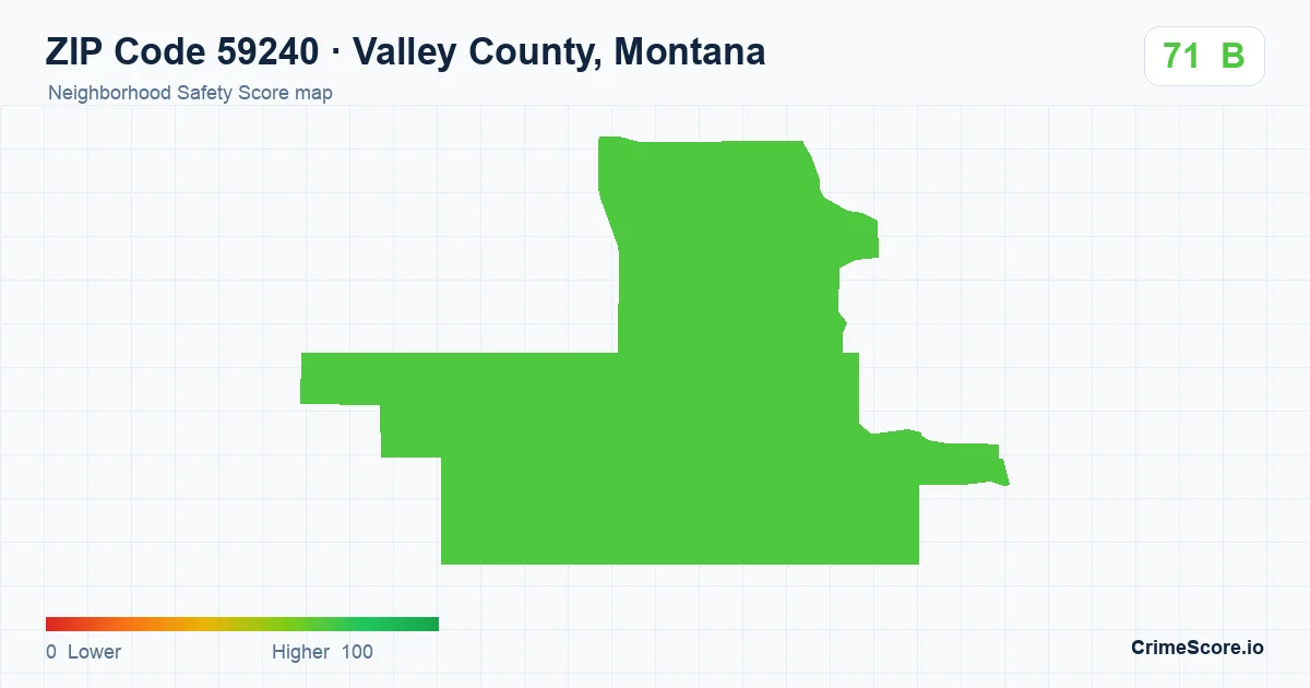 ZIP Code 59240 in Valley County, Montana neighborhood Safety Score map