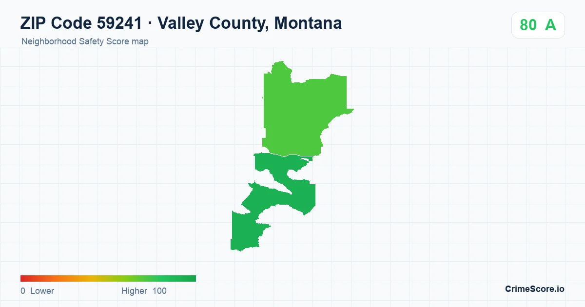 ZIP Code 59241 in Valley County, Montana neighborhood Safety Score map