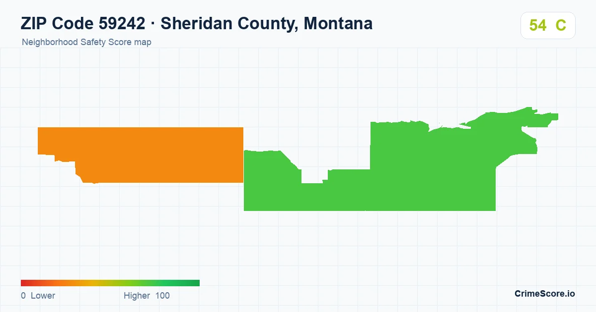 ZIP Code 59242 in Sheridan County, Montana neighborhood Safety Score map