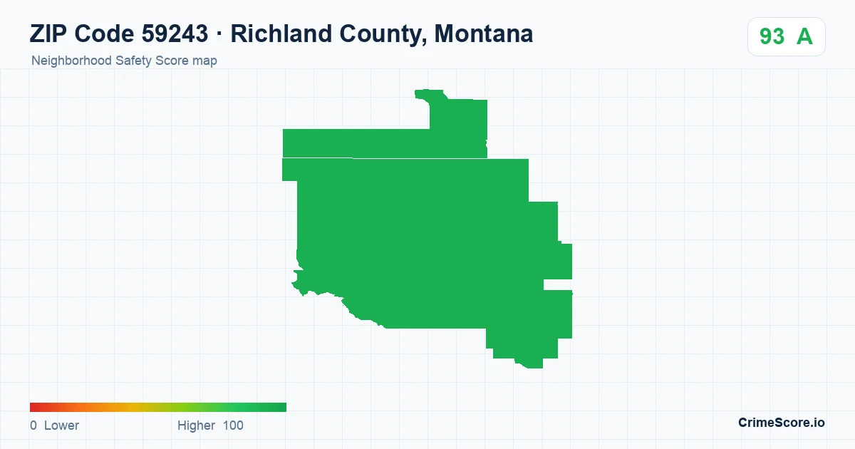 ZIP Code 59243 in Richland County, Montana neighborhood Safety Score map