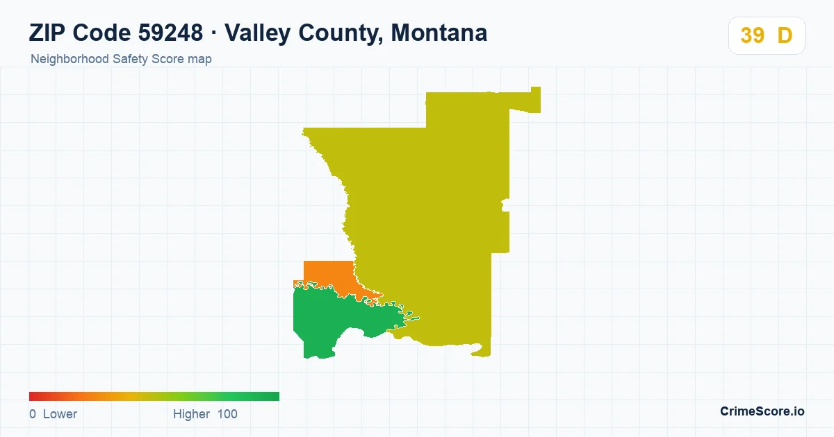 ZIP Code 59248 in Valley County, Montana neighborhood Safety Score map