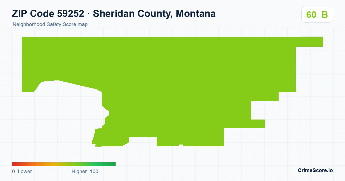 ZIP Code 59252 in Sheridan County, Montana neighborhood Safety Score map