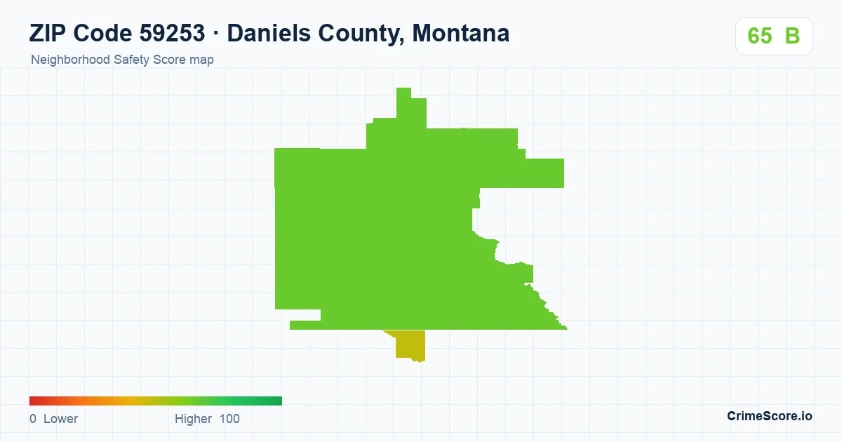 ZIP Code 59253 in Daniels County, Montana neighborhood Safety Score map