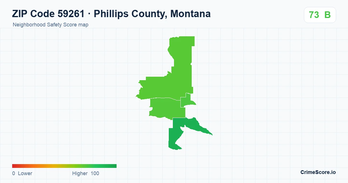 ZIP Code 59261 in Phillips County, Montana neighborhood Safety Score map