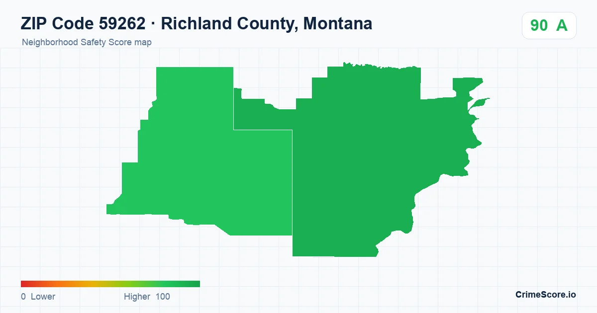 ZIP Code 59262 in Richland County, Montana neighborhood Safety Score map