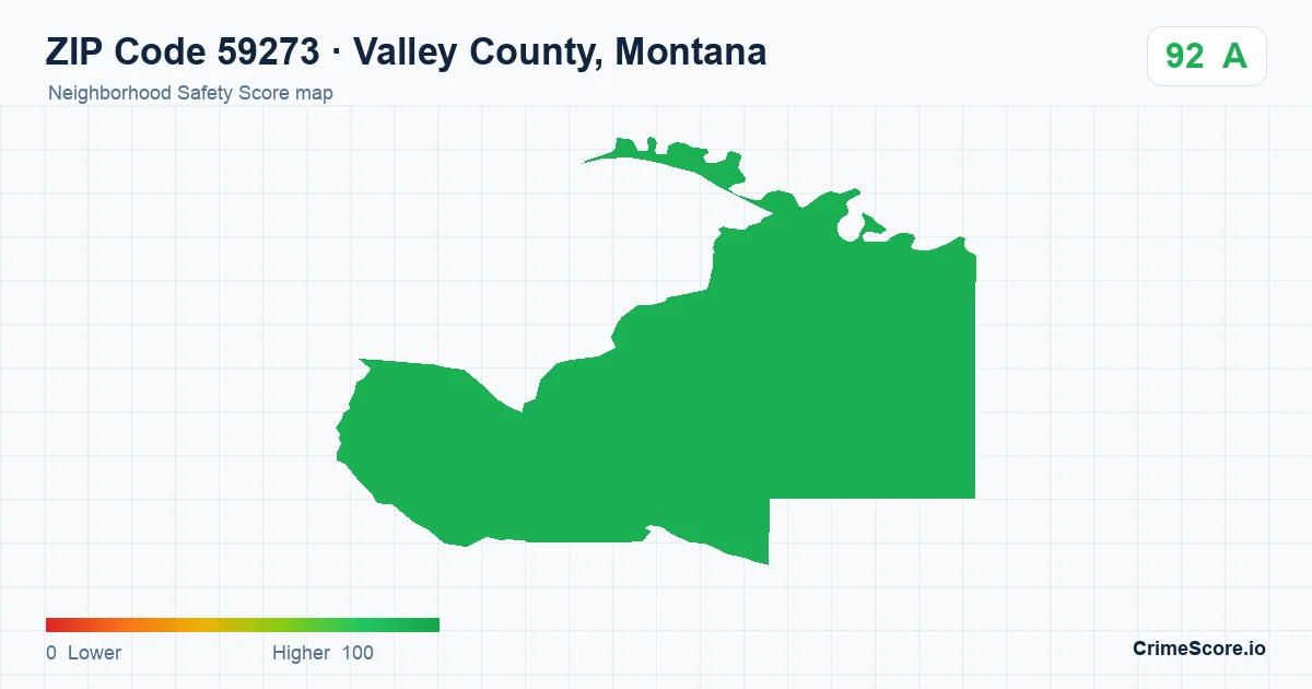ZIP Code 59273 in Valley County, Montana neighborhood Safety Score map