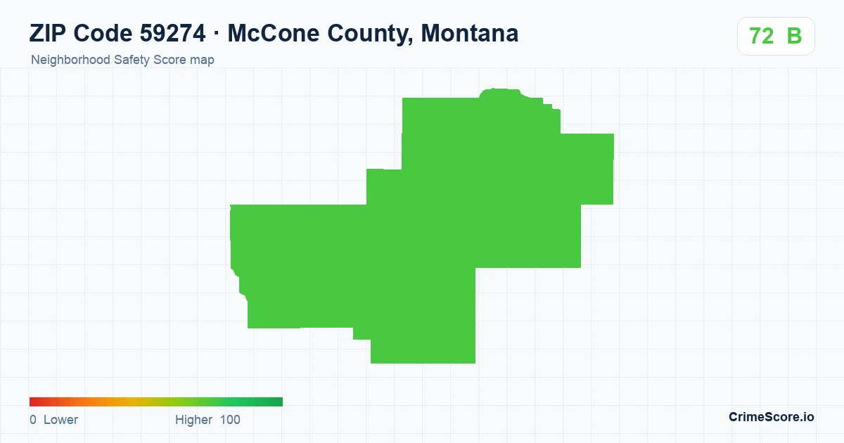 ZIP Code 59274 in McCone County, Montana neighborhood Safety Score map