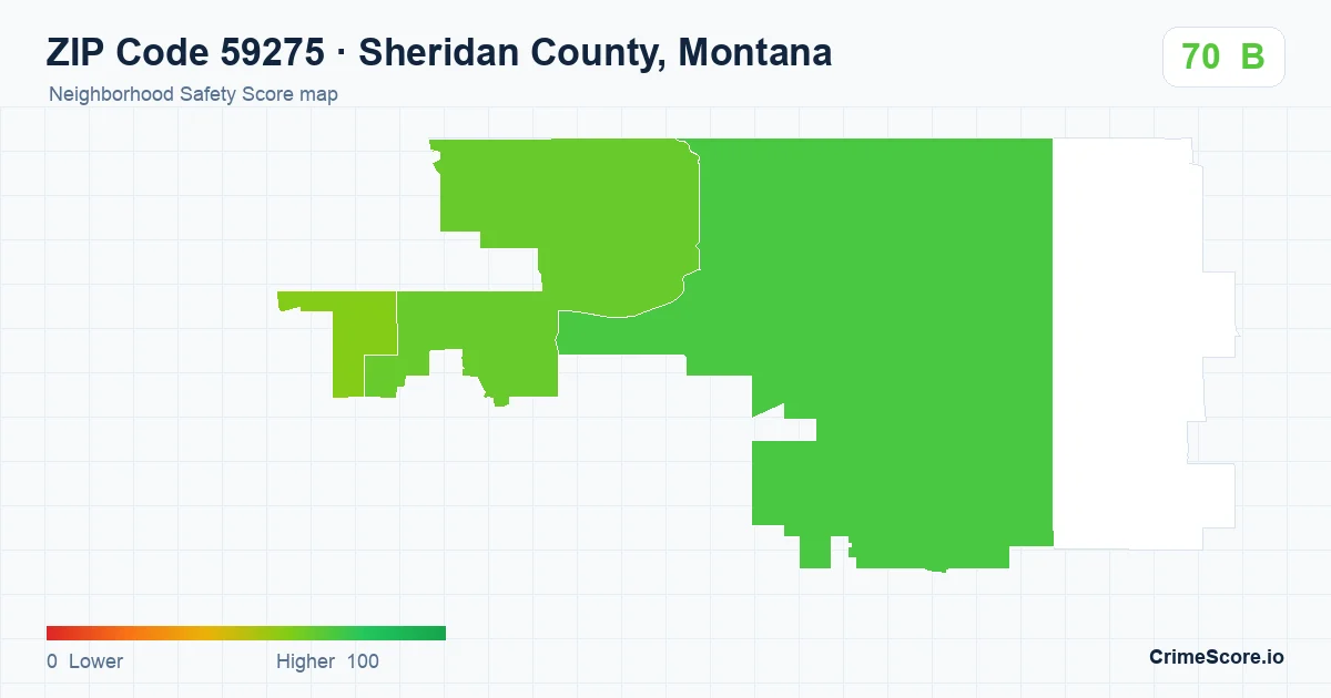ZIP Code 59275 in Sheridan County, Montana neighborhood Safety Score map