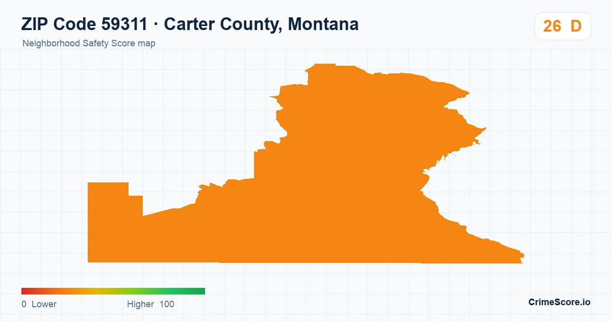 ZIP Code 59311 in Carter County, Montana neighborhood Safety Score map