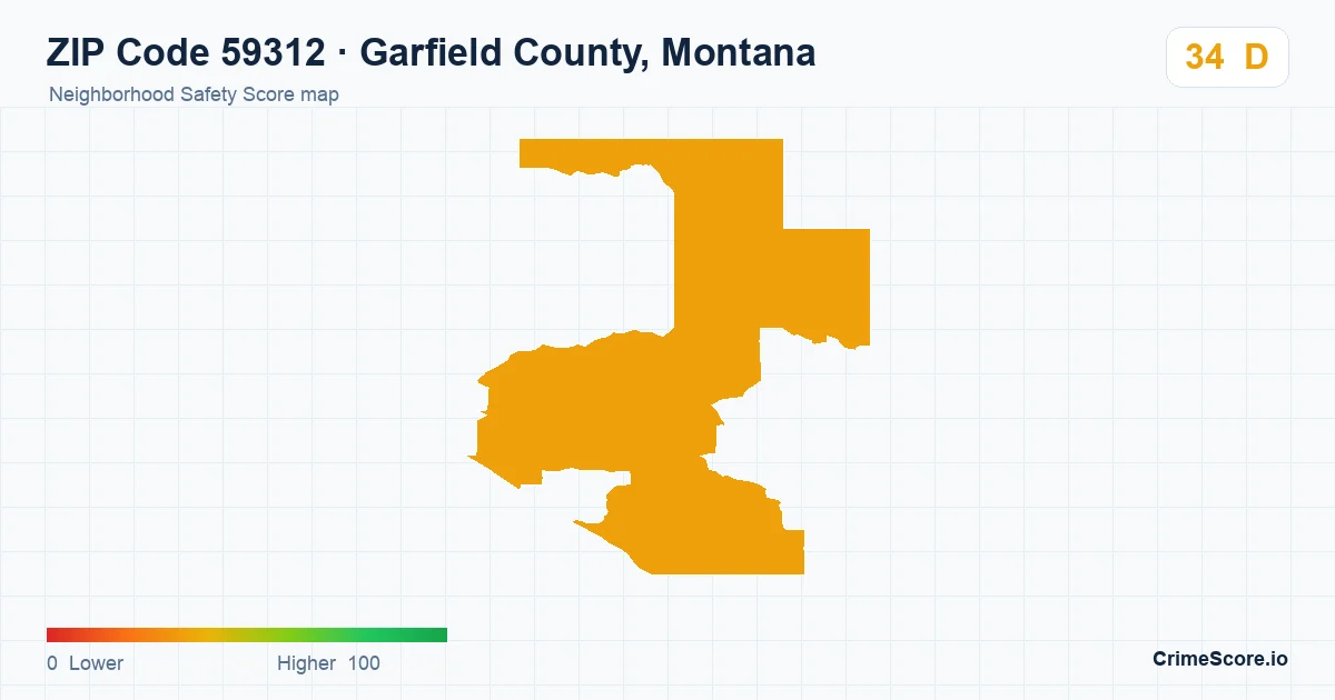 ZIP Code 59312 in Garfield County, Montana neighborhood Safety Score map