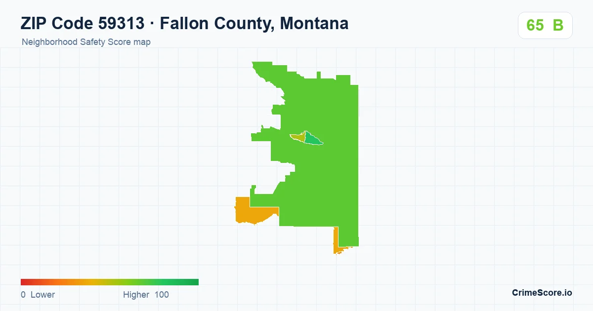ZIP Code 59313 in Fallon County, Montana neighborhood Safety Score map