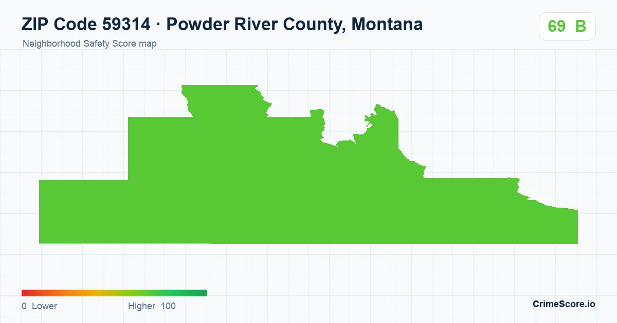 ZIP Code 59314 in Powder River County, Montana neighborhood Safety Score map