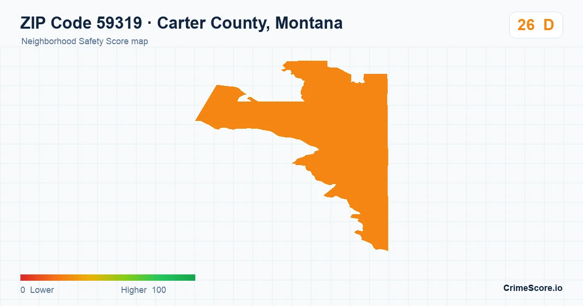 ZIP Code 59319 in Carter County, Montana neighborhood Safety Score map
