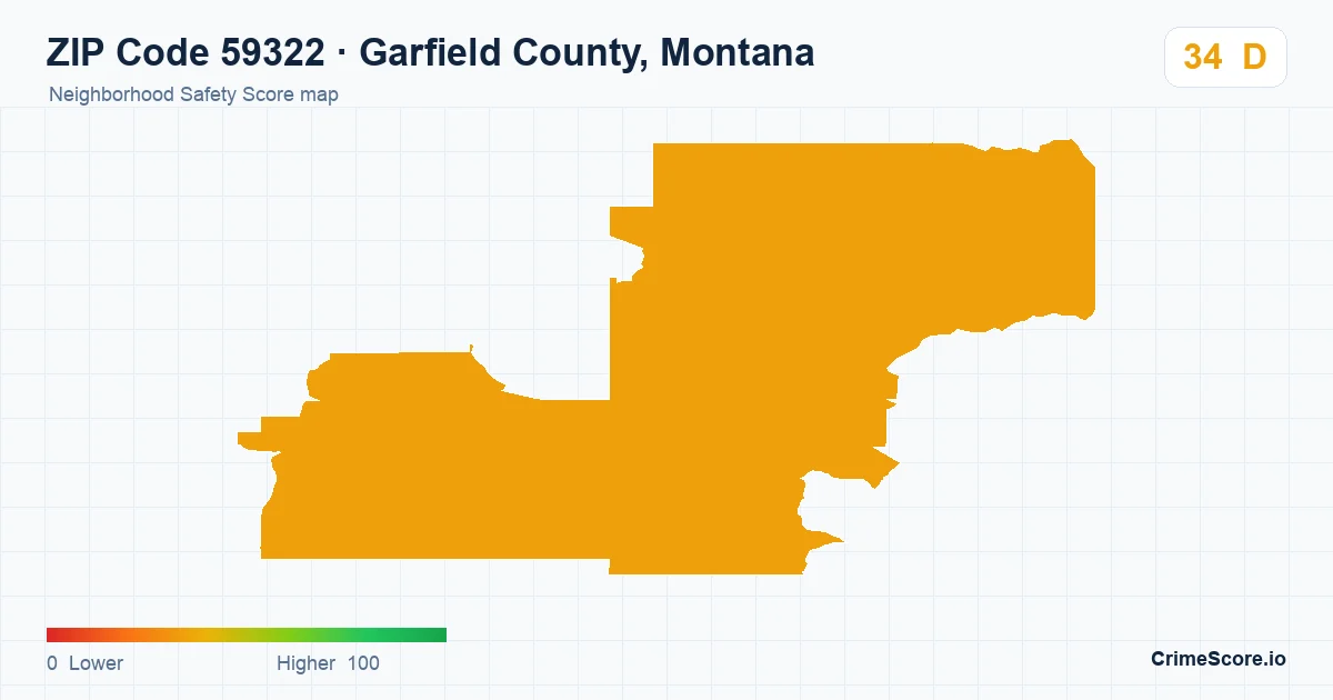 ZIP Code 59322 in Garfield County, Montana neighborhood Safety Score map