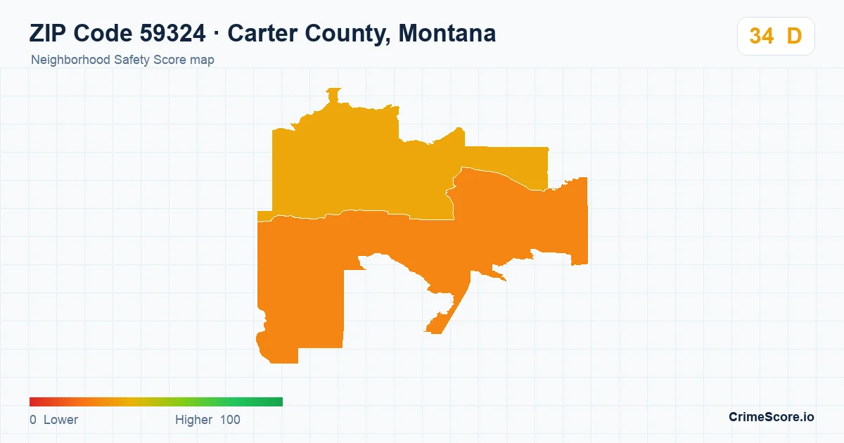 ZIP Code 59324 in Carter County, Montana neighborhood Safety Score map
