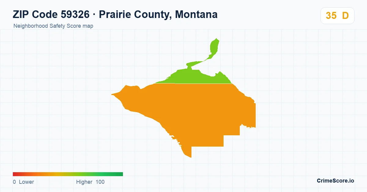 ZIP Code 59326 in Prairie County, Montana neighborhood Safety Score map