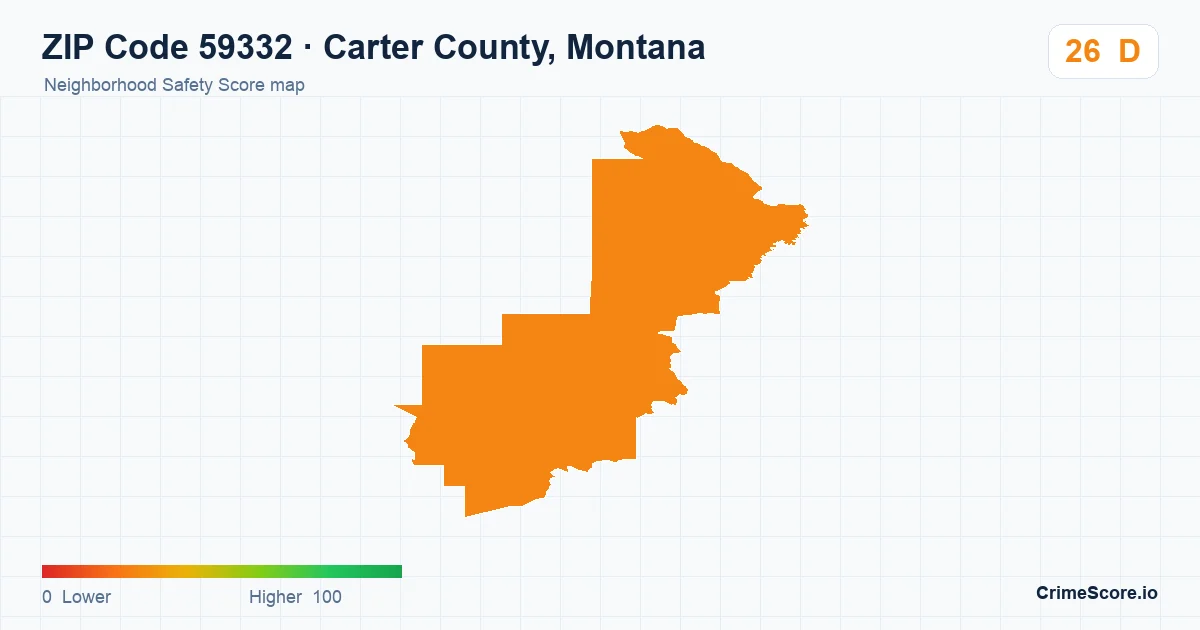 ZIP Code 59332 in Carter County, Montana neighborhood Safety Score map