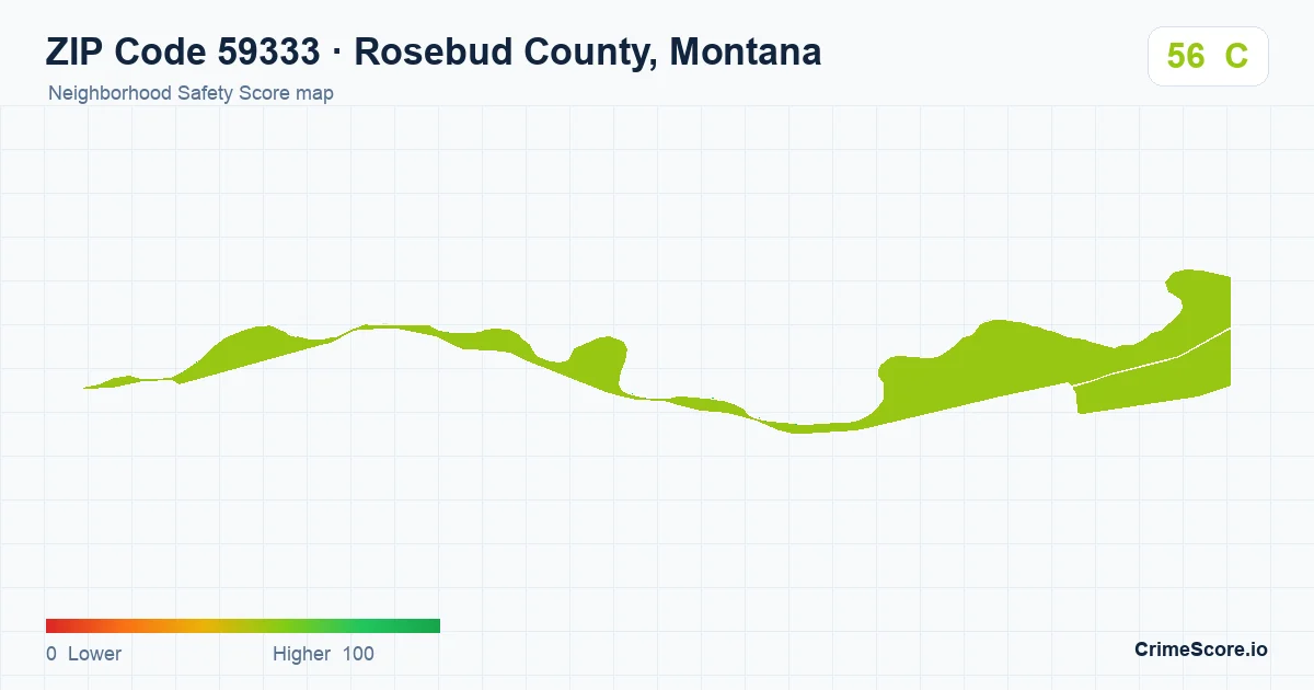 ZIP Code 59333 in Rosebud County, Montana neighborhood Safety Score map