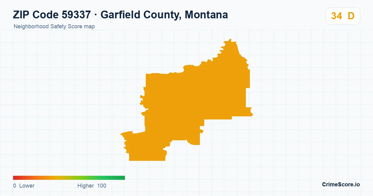 ZIP Code 59337 in Garfield County, Montana neighborhood Safety Score map