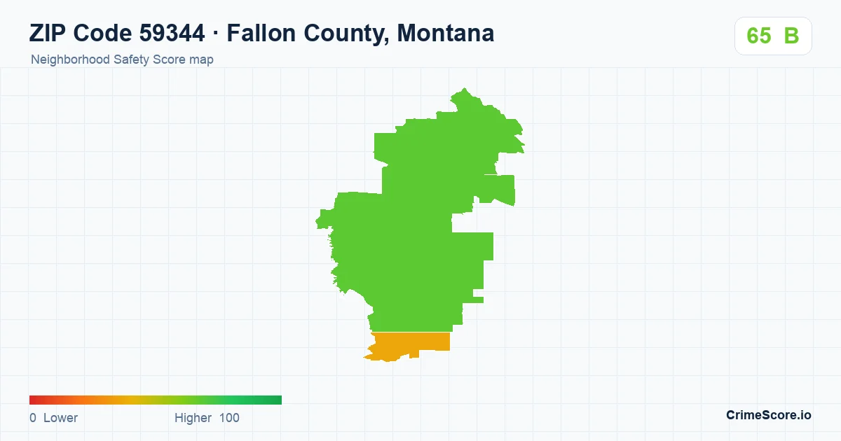 ZIP Code 59344 in Fallon County, Montana neighborhood Safety Score map