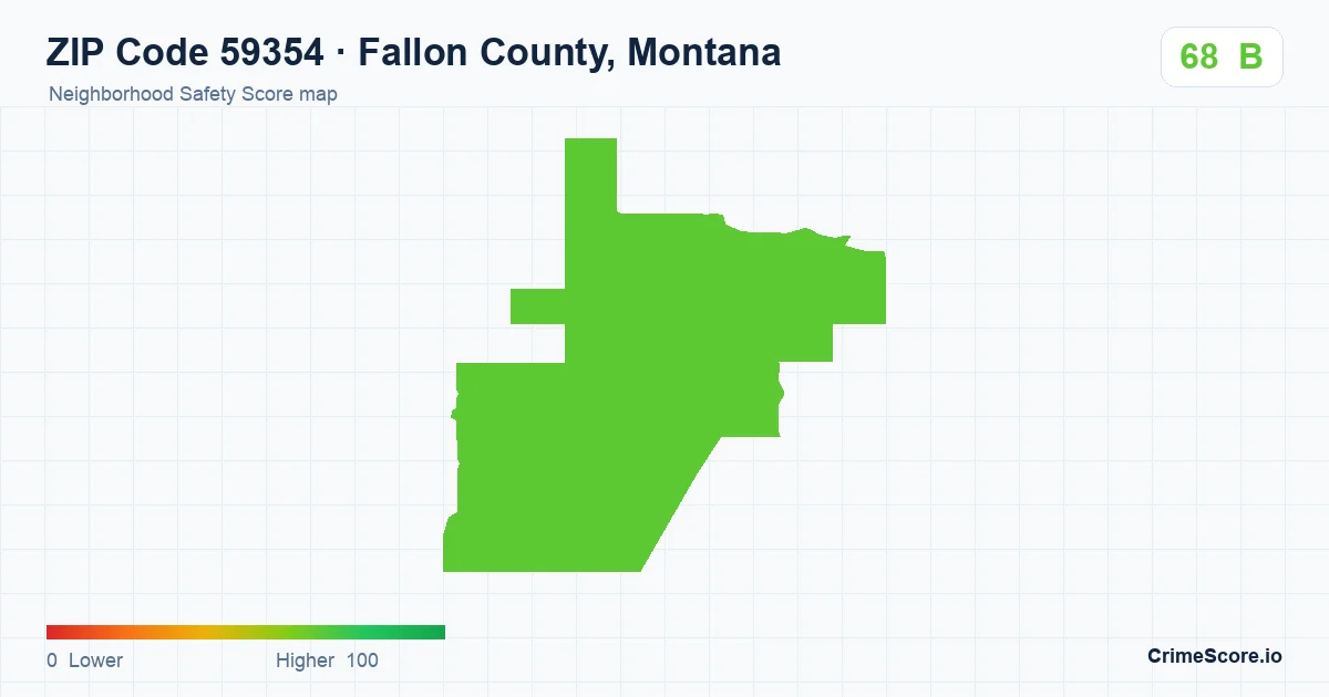 ZIP Code 59354 in Fallon County, Montana neighborhood Safety Score map