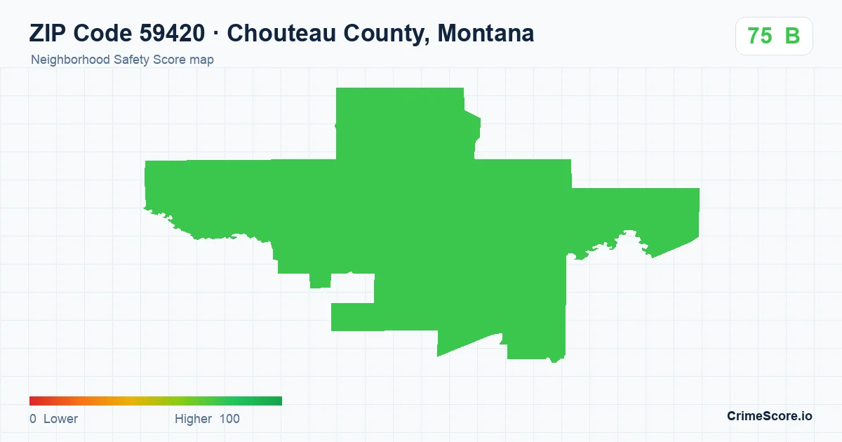 ZIP Code 59420 in Chouteau County, Montana neighborhood Safety Score map