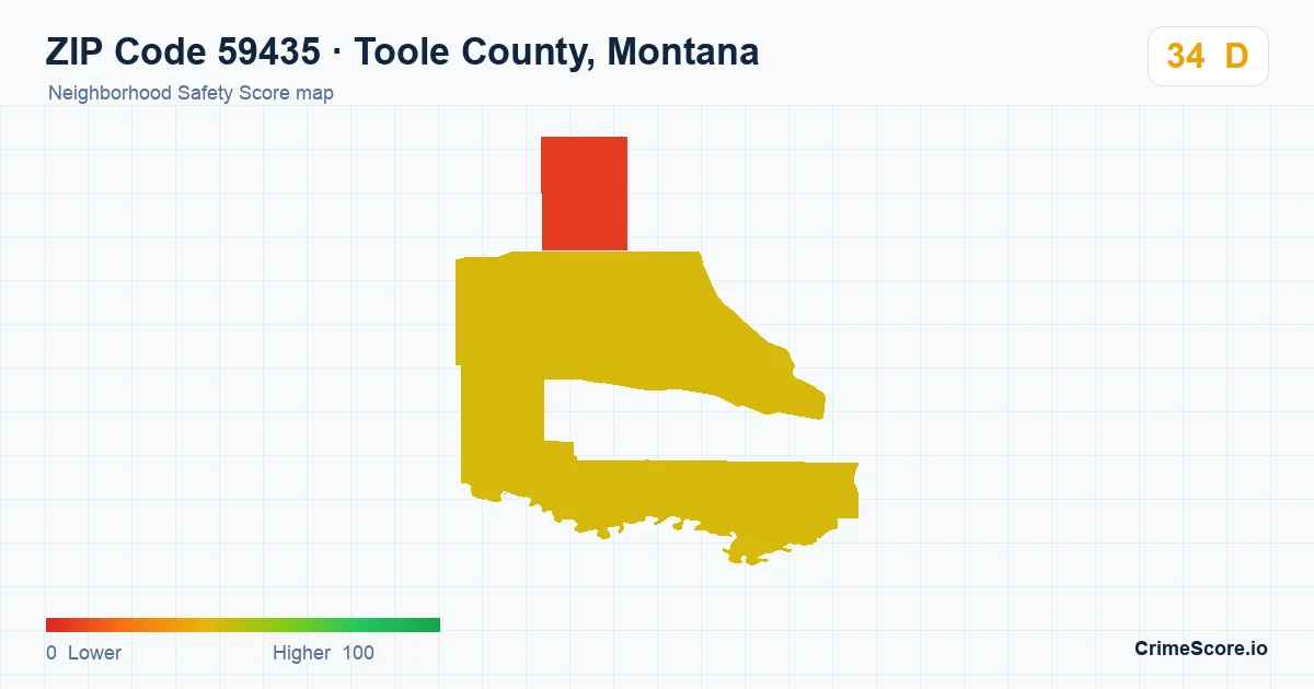 ZIP Code 59435 in Toole County, Montana neighborhood Safety Score map