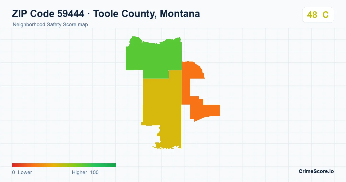 ZIP Code 59444 in Toole County, Montana neighborhood Safety Score map