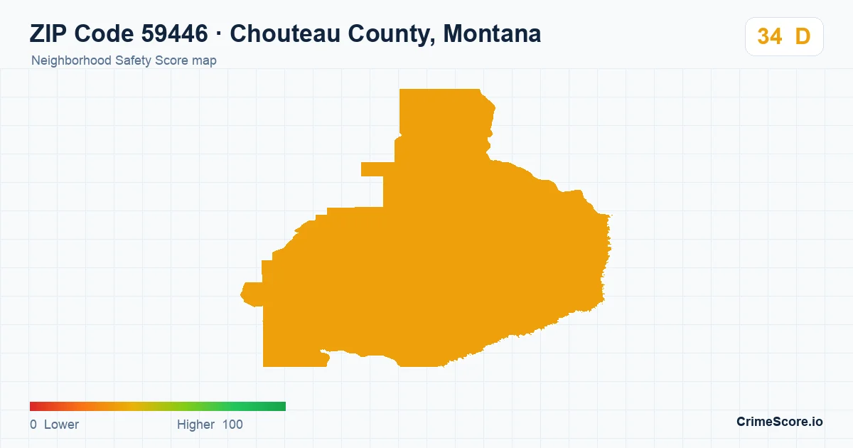 ZIP Code 59446 in Chouteau County, Montana neighborhood Safety Score map