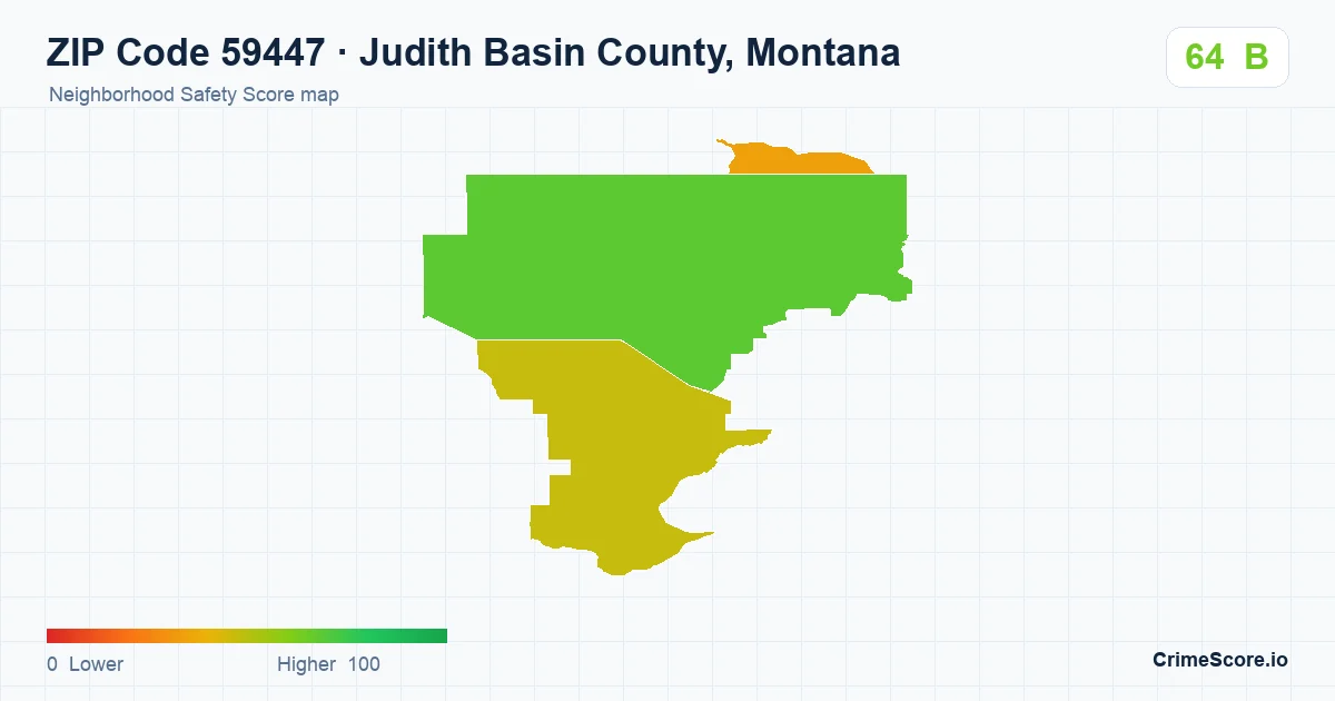 ZIP Code 59447 in Judith Basin County, Montana neighborhood Safety Score map