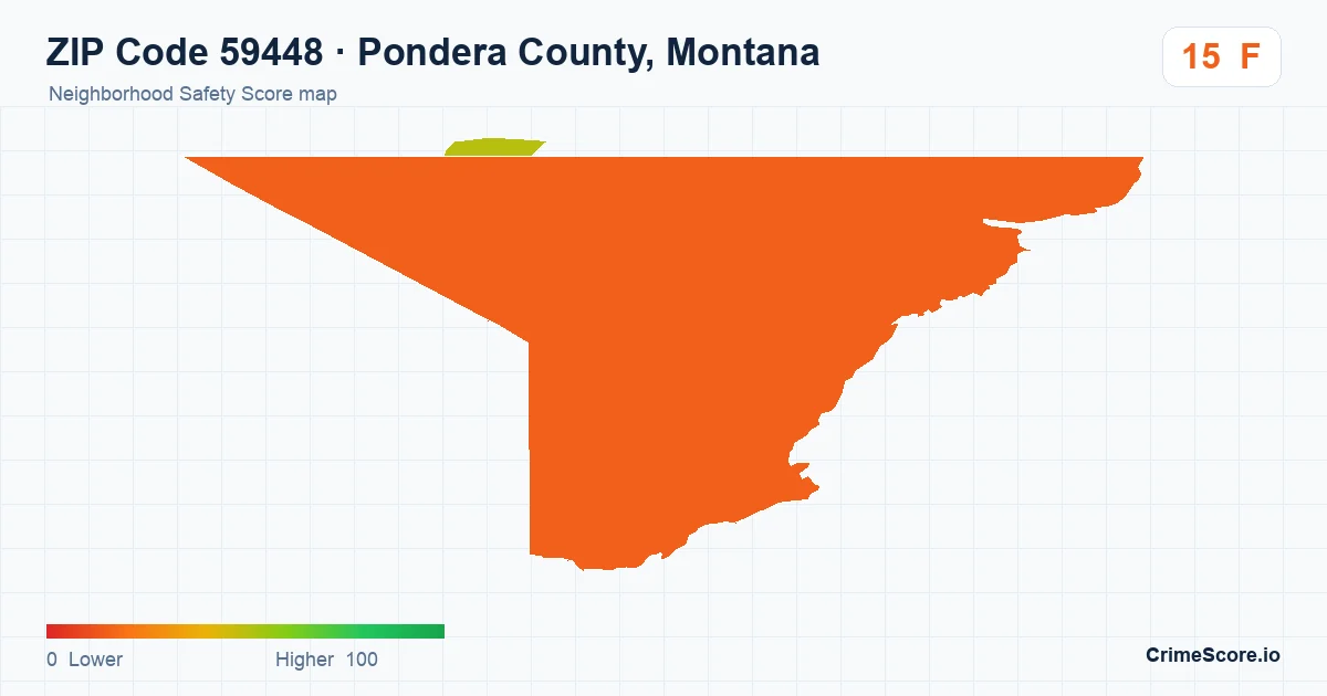 ZIP Code 59448 in Pondera County, Montana neighborhood Safety Score map
