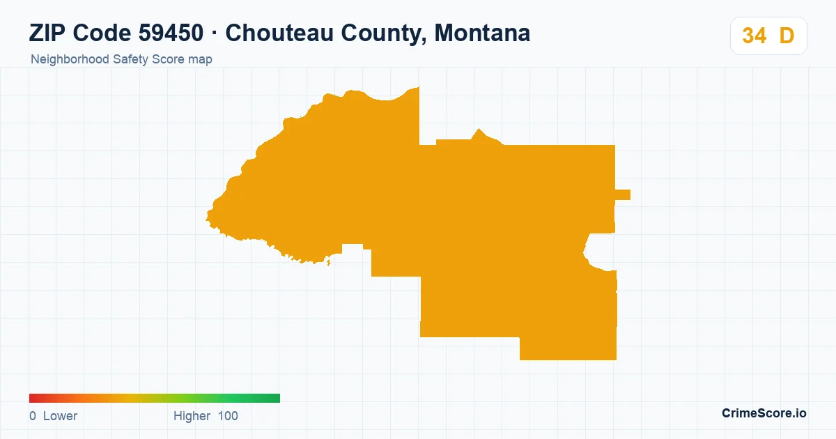 ZIP Code 59450 in Chouteau County, Montana neighborhood Safety Score map