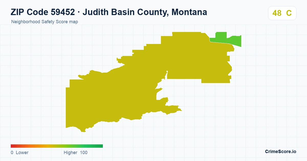 ZIP Code 59452 in Judith Basin County, Montana neighborhood Safety Score map