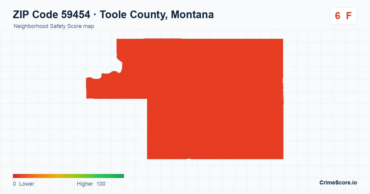 ZIP Code 59454 in Toole County, Montana neighborhood Safety Score map