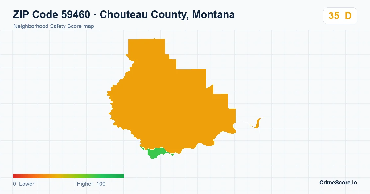 ZIP Code 59460 in Chouteau County, Montana neighborhood Safety Score map