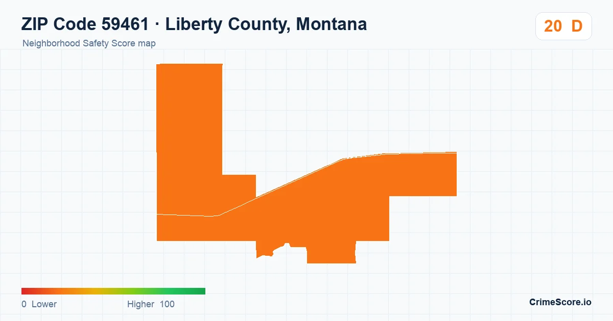 ZIP Code 59461 in Liberty County, Montana neighborhood Safety Score map