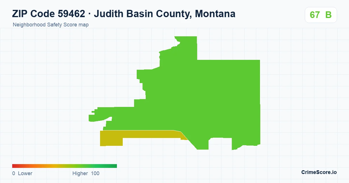 ZIP Code 59462 in Judith Basin County, Montana neighborhood Safety Score map