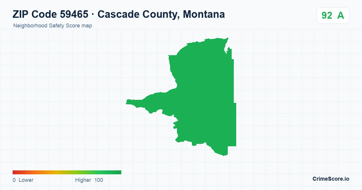 ZIP Code 59465 in Cascade County, Montana neighborhood Safety Score map